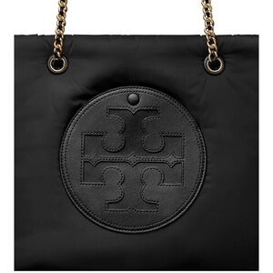 NWT- TORY BURCH• ELLA SOFT PUFFY CHAIN TOTE BLACK GHW